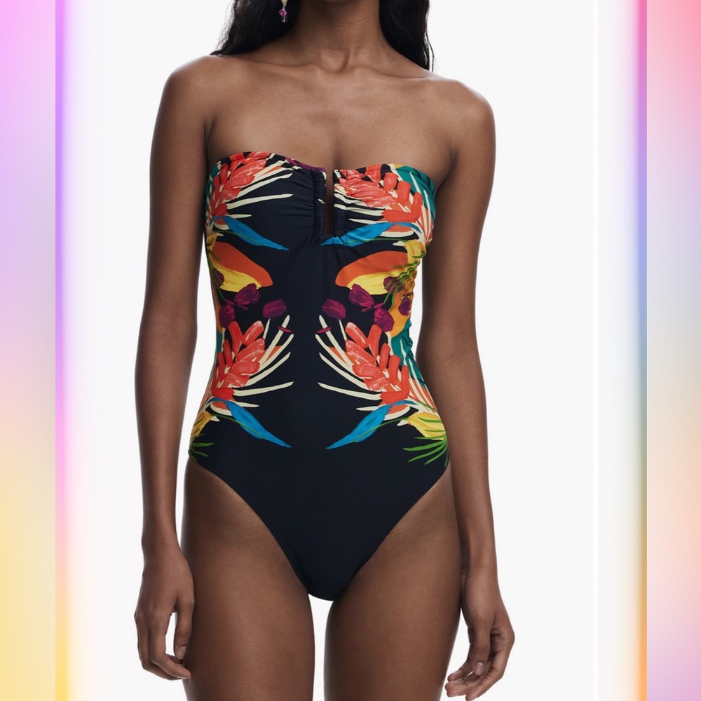 Desigual NEW placement  print one piece swimsuit